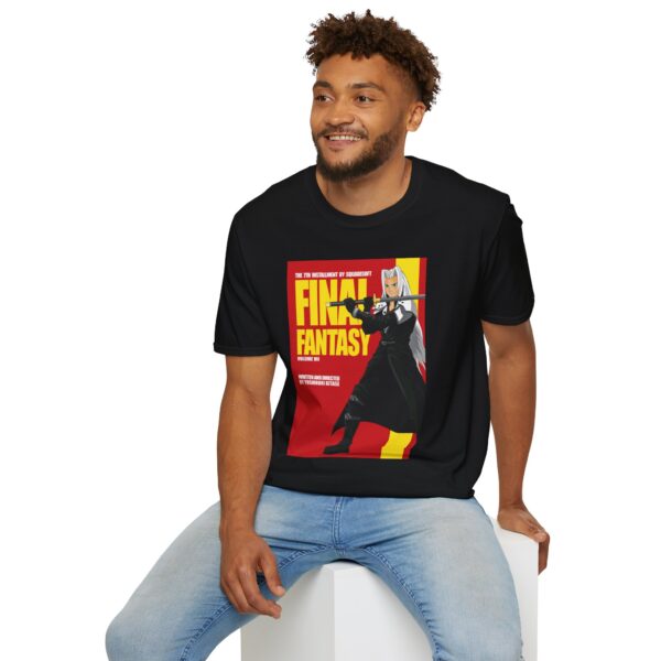 Final Fantasy VII × Kill Bill Vol 2 Movie Poster T-Shirt | Unisex Softstyle Shirt for FF7 & Tarantino Fans - Image 4