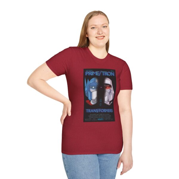 Face/Off × Transformers Movie Poster T‑Shirt | Unisex Softstyle Shirt for 90s Sci‑Fi & 80s Cartoon Fans - Image 55