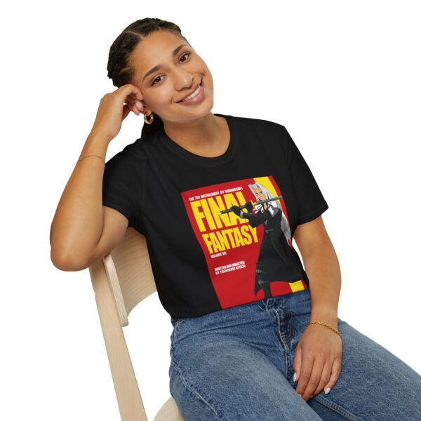 Final Fantasy VII × Kill Bill Vol 2 Movie Poster T-Shirt | Unisex Softstyle Shirt for FF7 & Tarantino Fans - Image 3