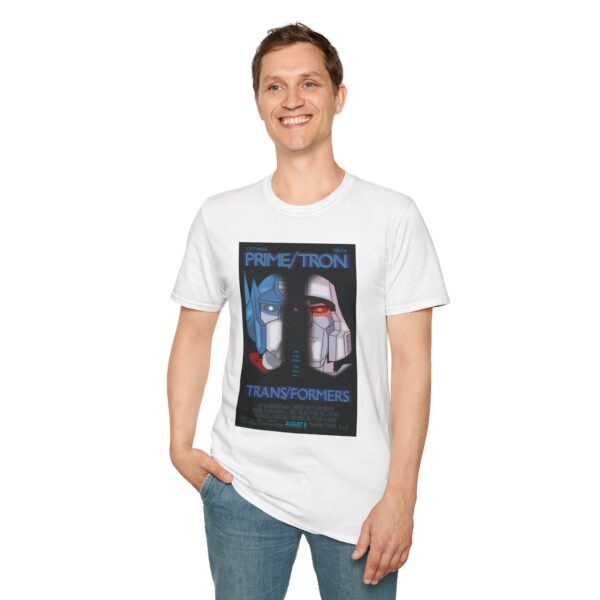 Face/Off × Transformers Movie Poster T‑Shirt | Unisex Softstyle Shirt for 90s Sci‑Fi & 80s Cartoon Fans - Image 6