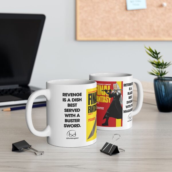 Final Fantasy VII × Kill Bill Ceramic Coffee Mug | Cloud Strife & Sephiroth Pop Culture Mashup Cup for Gamers & Movie Fans - Image 7