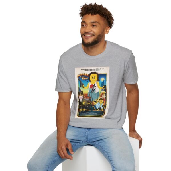Big Trouble in Lego China Movie Poster T‑Shirt | Retro Movie Poster Mashup for Cult Classic & Lego Fans - Image 12
