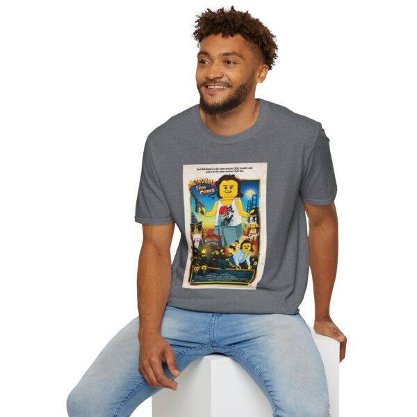 Big Trouble in Lego China Movie Poster T‑Shirt | Retro Movie Poster Mashup for Cult Classic & Lego Fans - Image 16