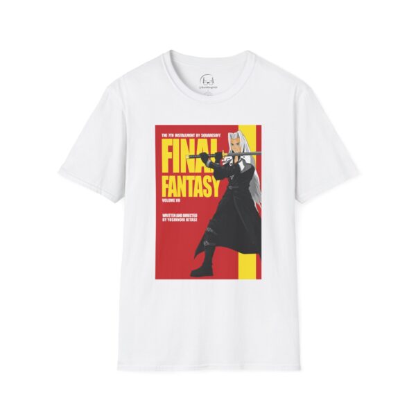 Final Fantasy VII × Kill Bill Vol 2 Movie Poster T-Shirt | Unisex Softstyle Shirt for FF7 & Tarantino Fans - Image 5