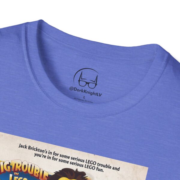 Big Trouble in Lego China Movie Poster T‑Shirt | Retro Movie Poster Mashup for Cult Classic & Lego Fans - Image 22