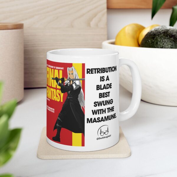 Final Fantasy VII × Kill Bill Ceramic Coffee Mug | Cloud Strife & Sephiroth Pop Culture Mashup Cup for Gamers & Movie Fans - Image 8