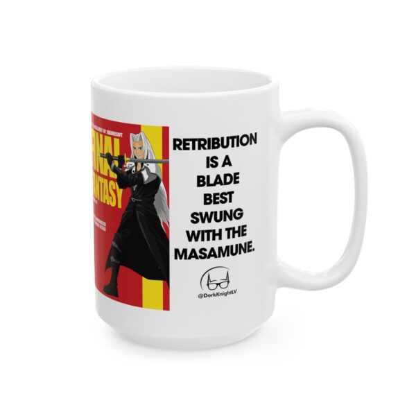 Final Fantasy VII × Kill Bill Ceramic Coffee Mug | Cloud Strife & Sephiroth Pop Culture Mashup Cup for Gamers & Movie Fans - Image 3