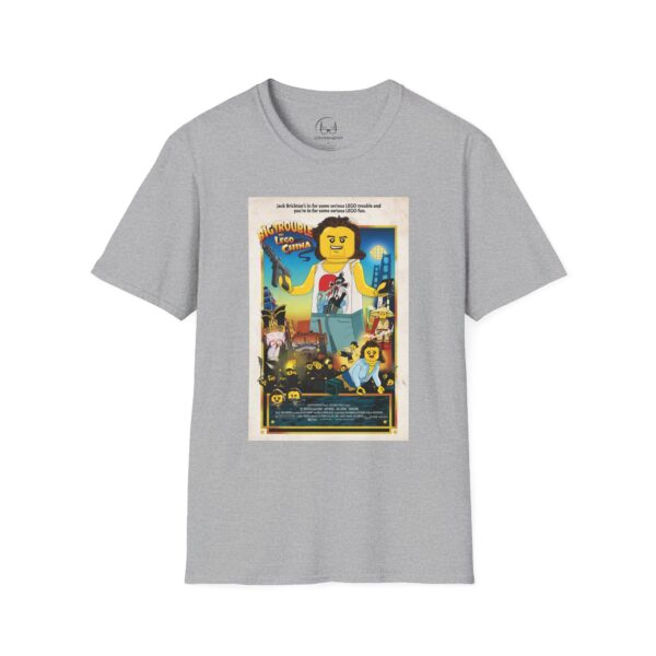 Big Trouble in Lego China Movie Poster T‑Shirt | Retro Movie Poster Mashup for Cult Classic & Lego Fans - Image 9