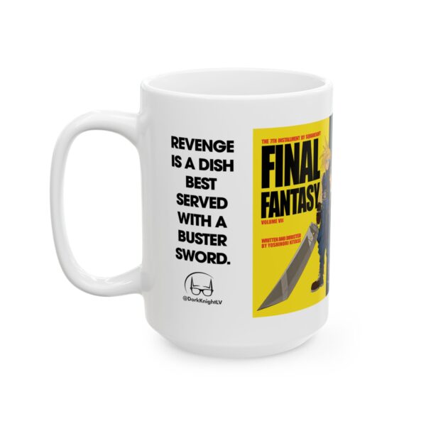 Final Fantasy VII × Kill Bill Ceramic Coffee Mug | Cloud Strife & Sephiroth Pop Culture Mashup Cup for Gamers & Movie Fans - Image 2