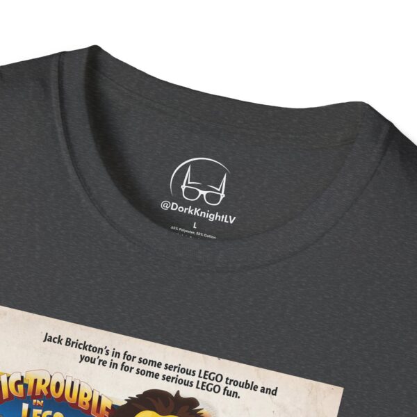 Big Trouble in Lego China Movie Poster T‑Shirt | Retro Movie Poster Mashup for Cult Classic & Lego Fans - Image 18