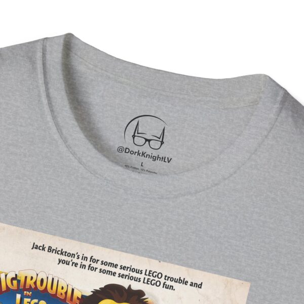 Big Trouble in Lego China Movie Poster T‑Shirt | Retro Movie Poster Mashup for Cult Classic & Lego Fans - Image 10
