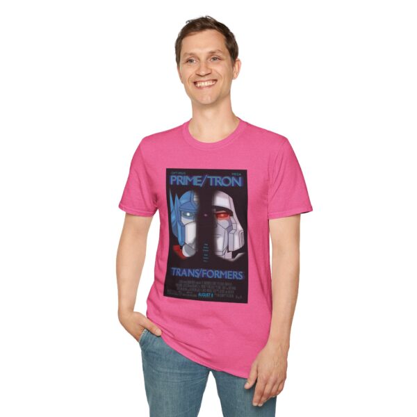 Face/Off × Transformers Movie Poster T‑Shirt | Unisex Softstyle Shirt for 90s Sci‑Fi & 80s Cartoon Fans - Image 46