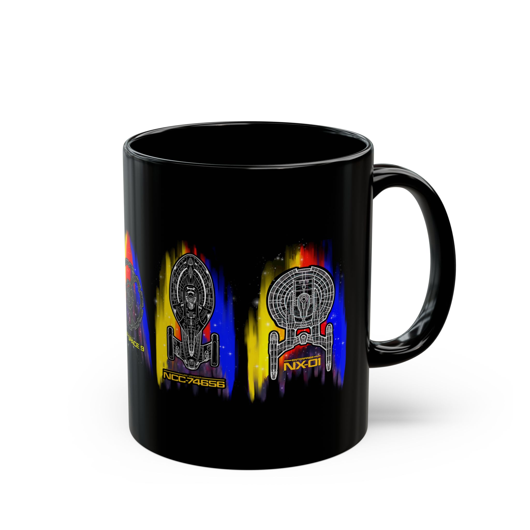 Starship Schematic Coffee Mug | Star Trek Inspired Black Ceramic Mug - Image 5