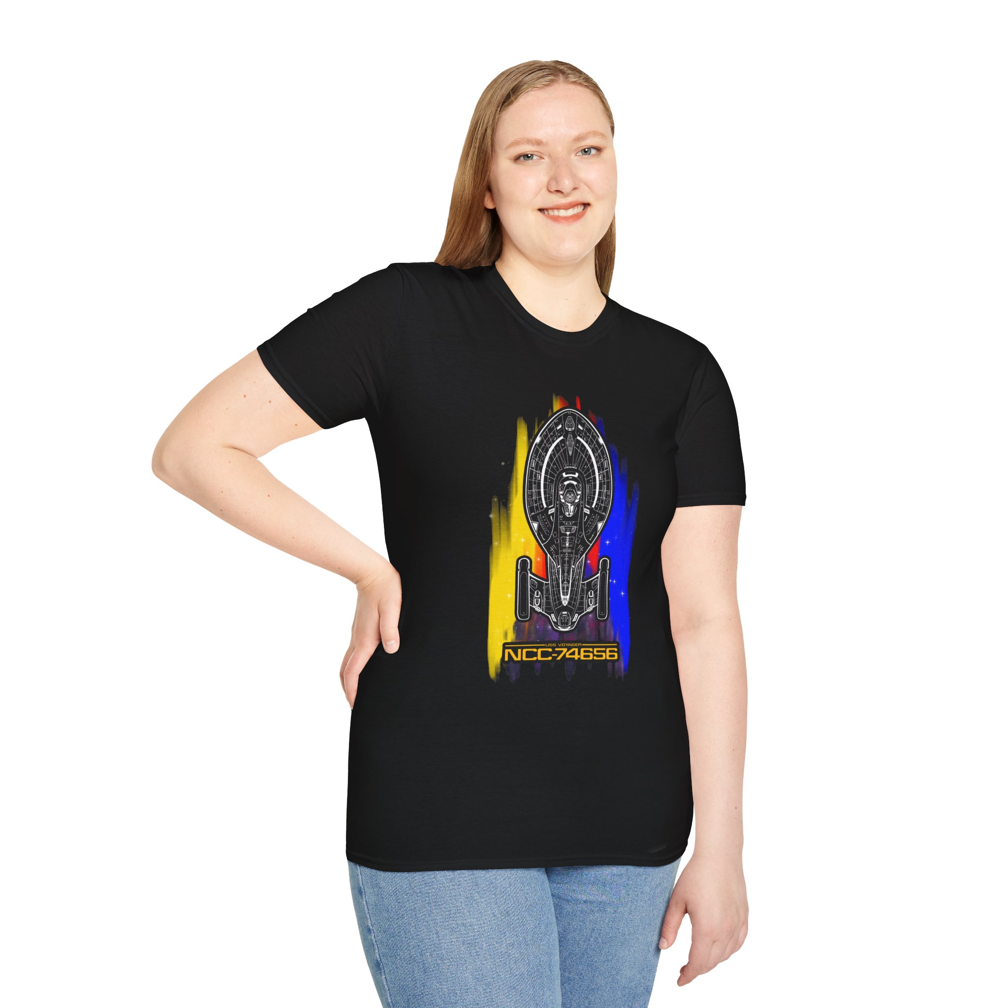 USS Voyager NCC-74656 Schematic T-Shirt | Star Trek: Voyager Inspired Graphic Tee for Sci-Fi Fans - Image 5