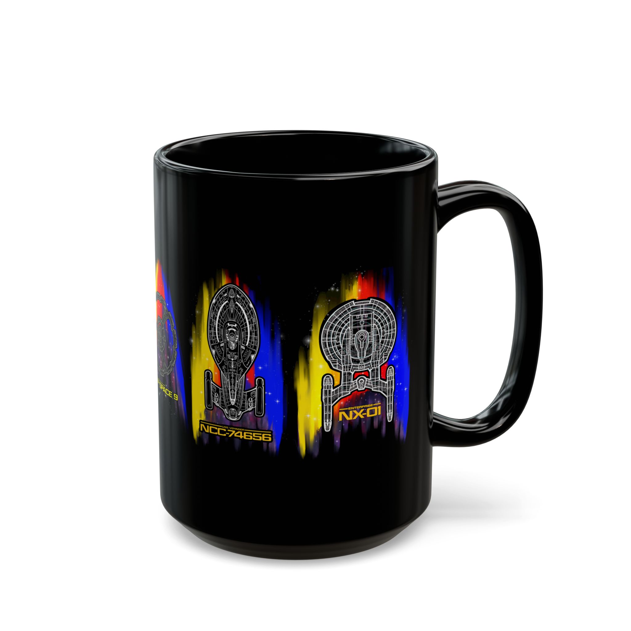 Starship Schematic Coffee Mug | Star Trek Inspired Black Ceramic Mug - Image 13