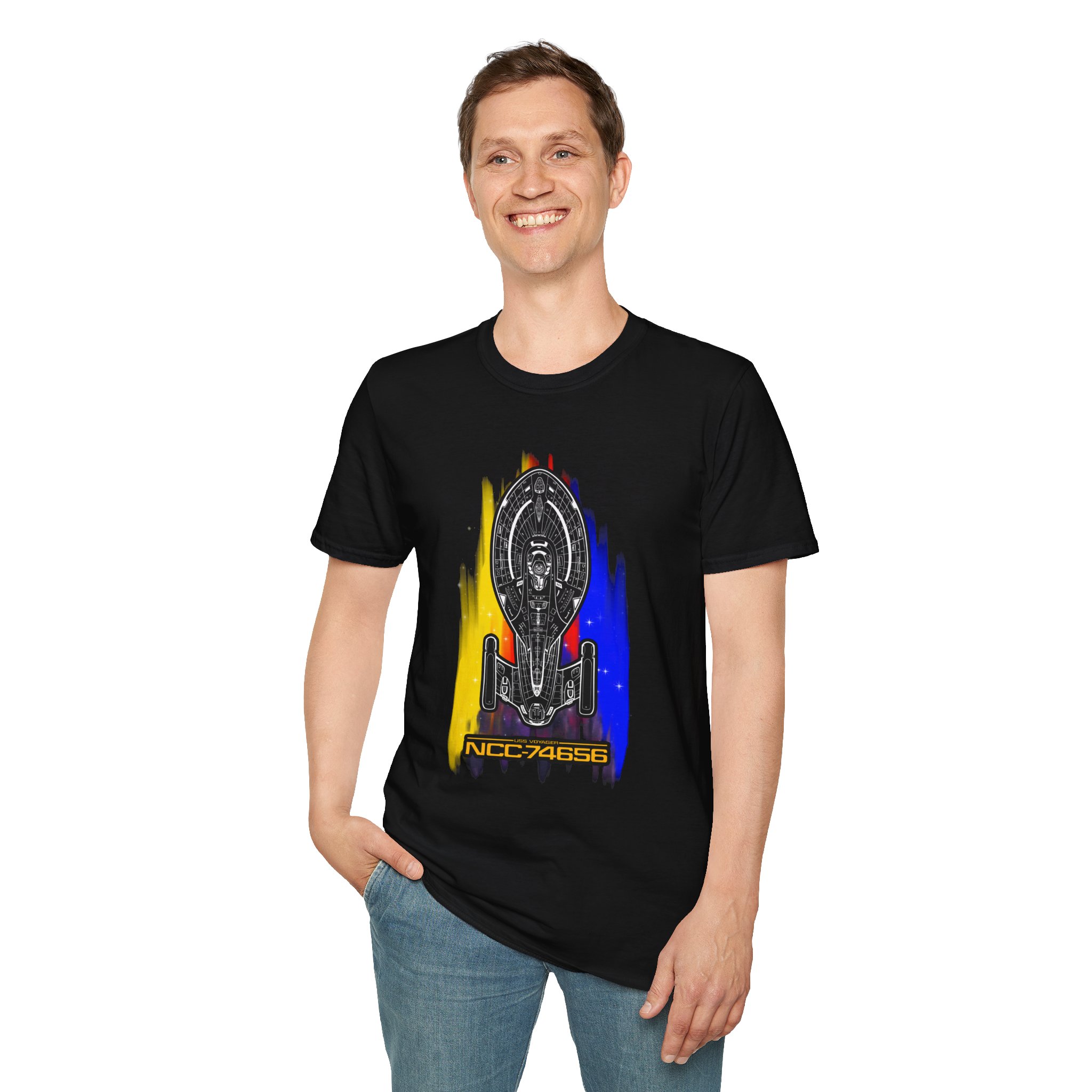USS Voyager NCC-74656 Schematic T-Shirt | Star Trek: Voyager Inspired Graphic Tee for Sci-Fi Fans - Image 6