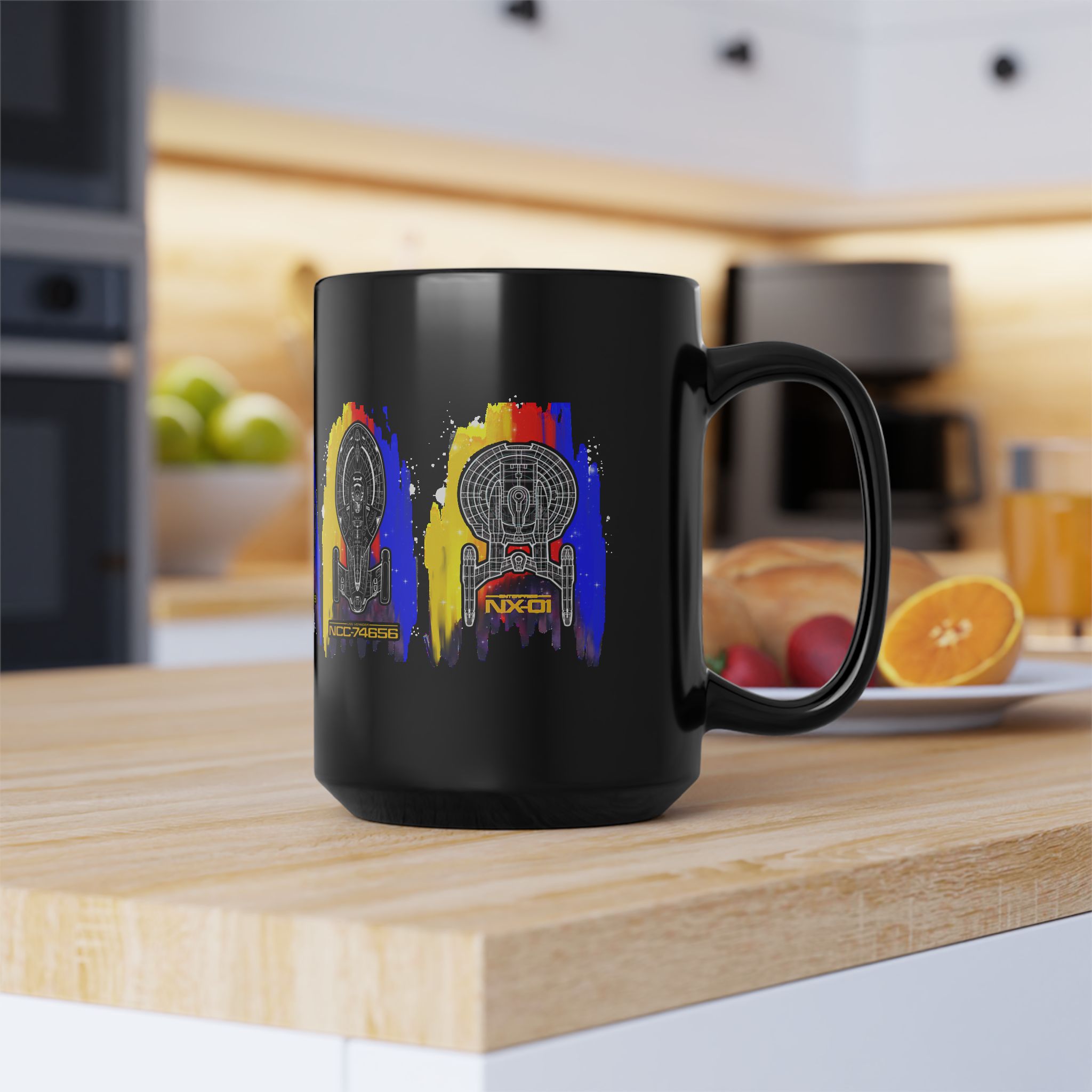 Starship Schematic Coffee Mug | Star Trek Inspired Black Ceramic Mug - Image 15
