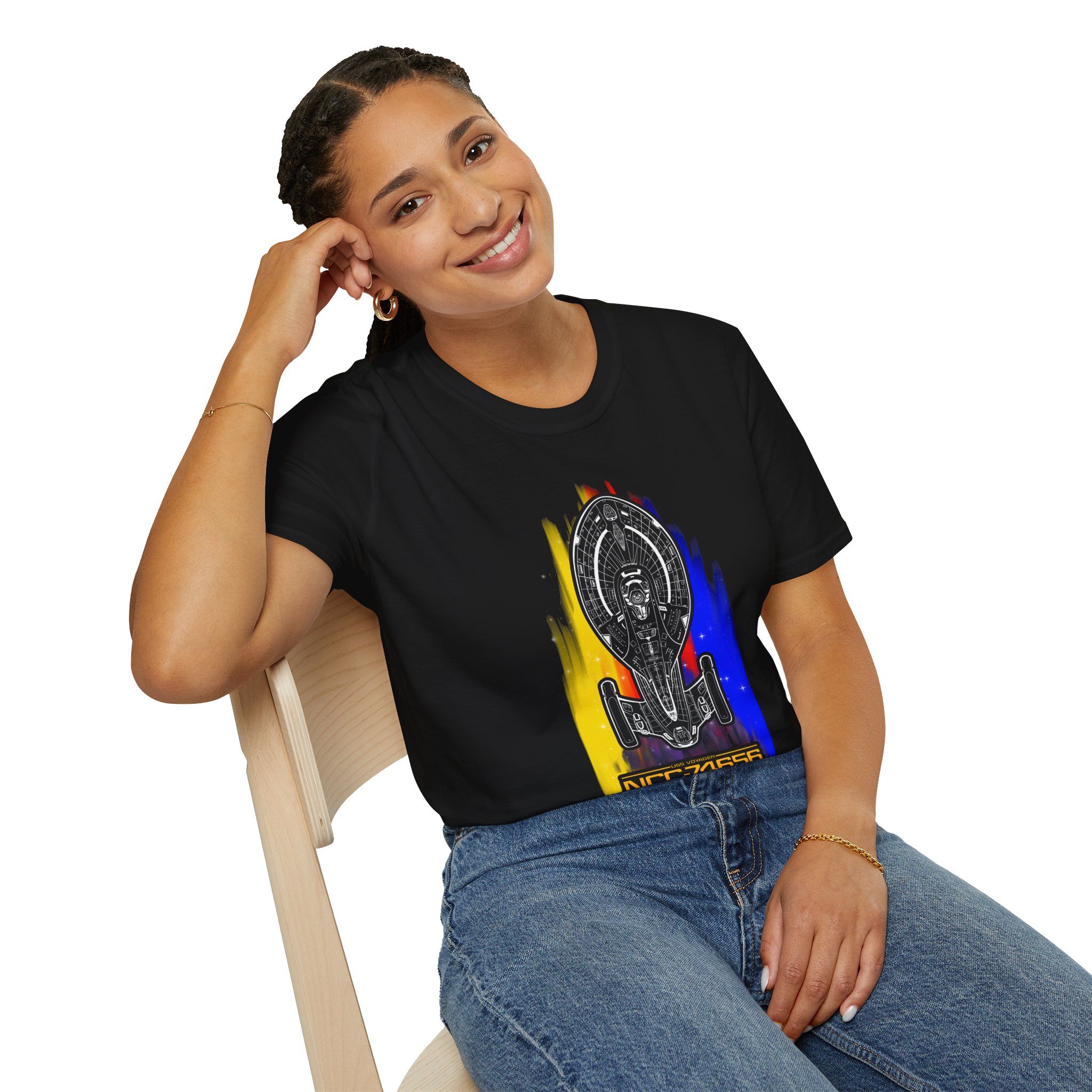 USS Voyager NCC-74656 Schematic T-Shirt | Star Trek: Voyager Inspired Graphic Tee for Sci-Fi Fans - Image 7