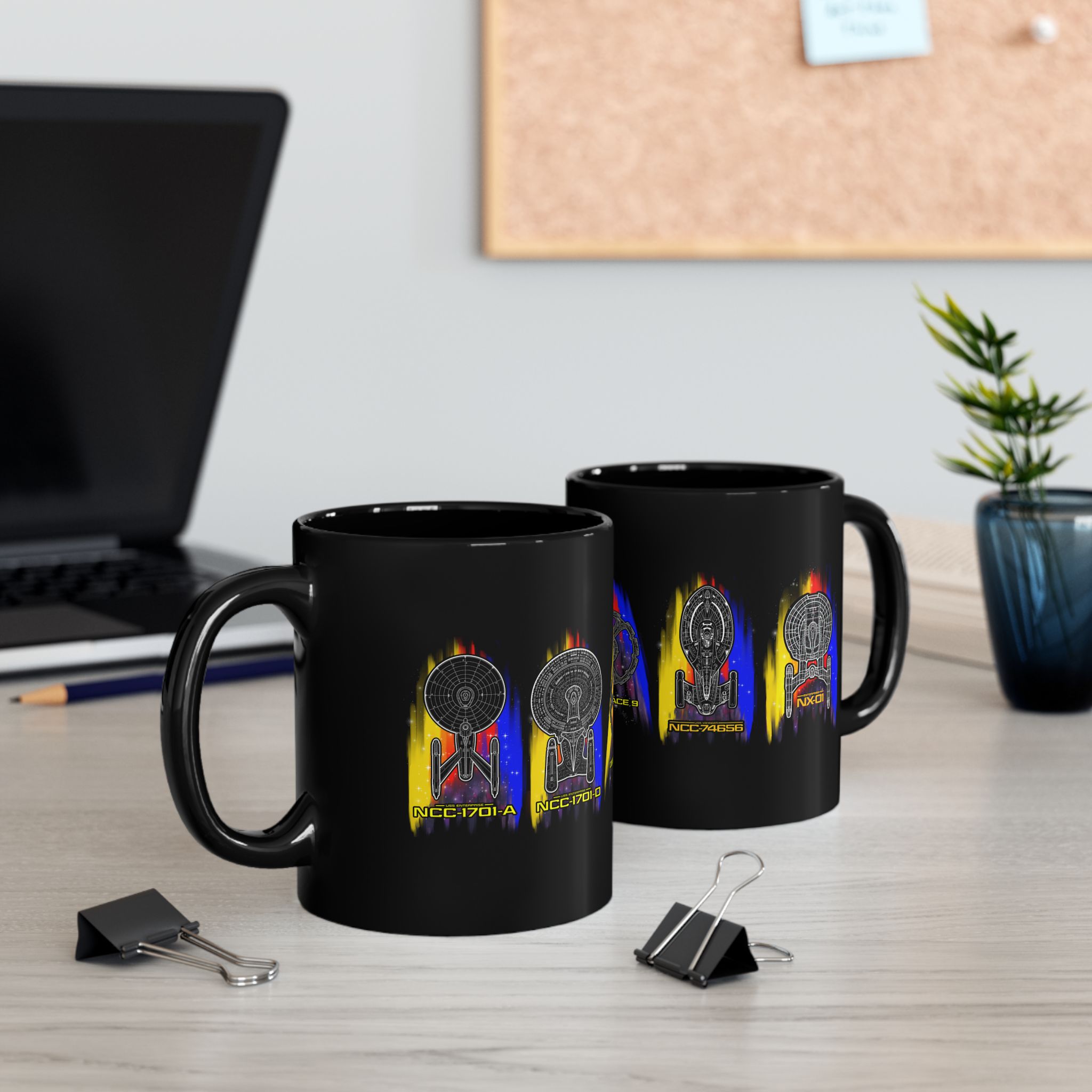 Starship Schematic Coffee Mug | Star Trek Inspired Black Ceramic Mug - Image 7
