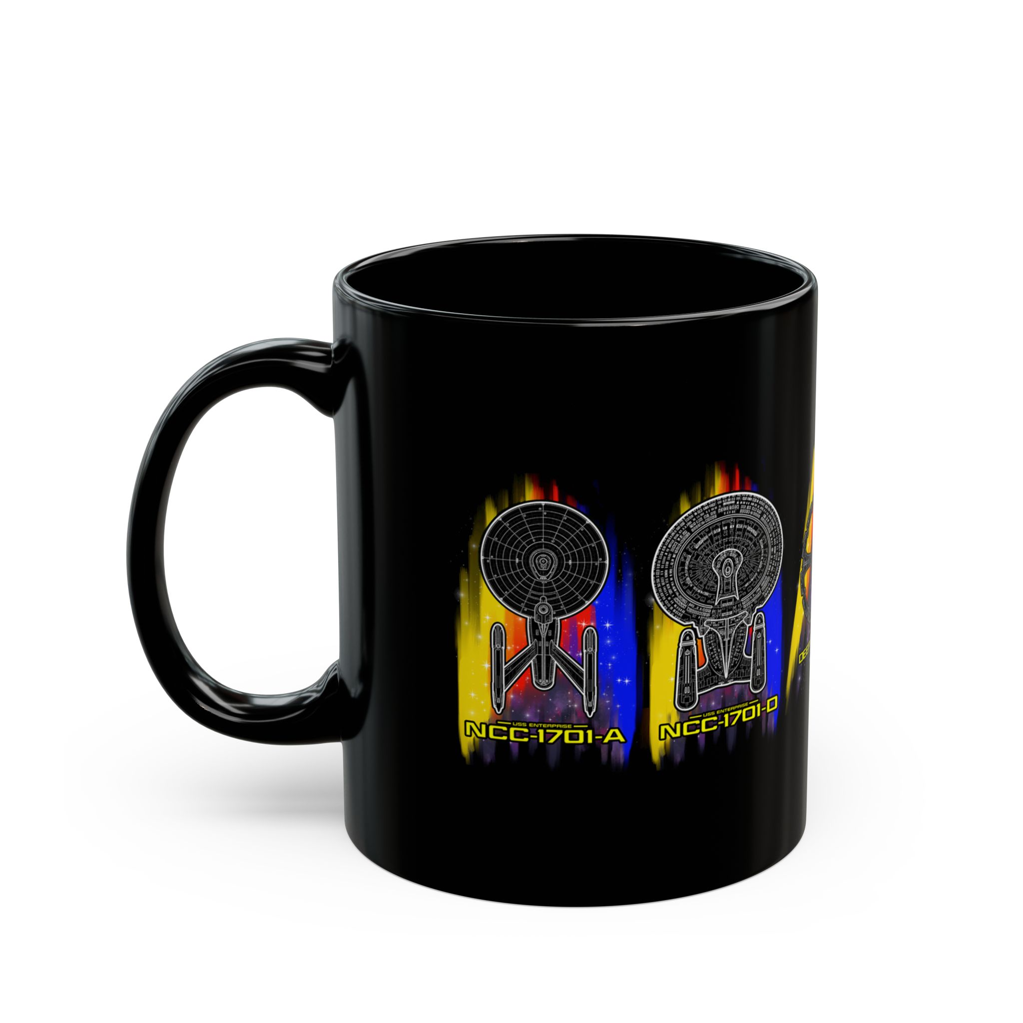 Starship Schematic Coffee Mug | Star Trek Inspired Black Ceramic Mug - Image 3