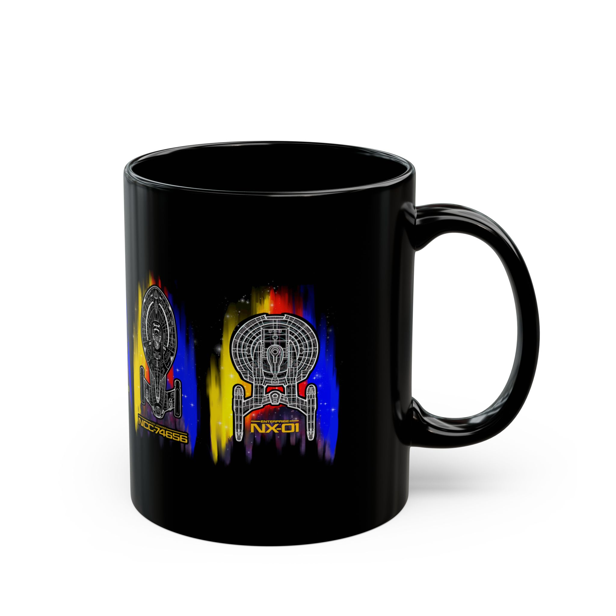 Starship Schematic Coffee Mug | Star Trek Inspired Black Ceramic Mug - Image 2