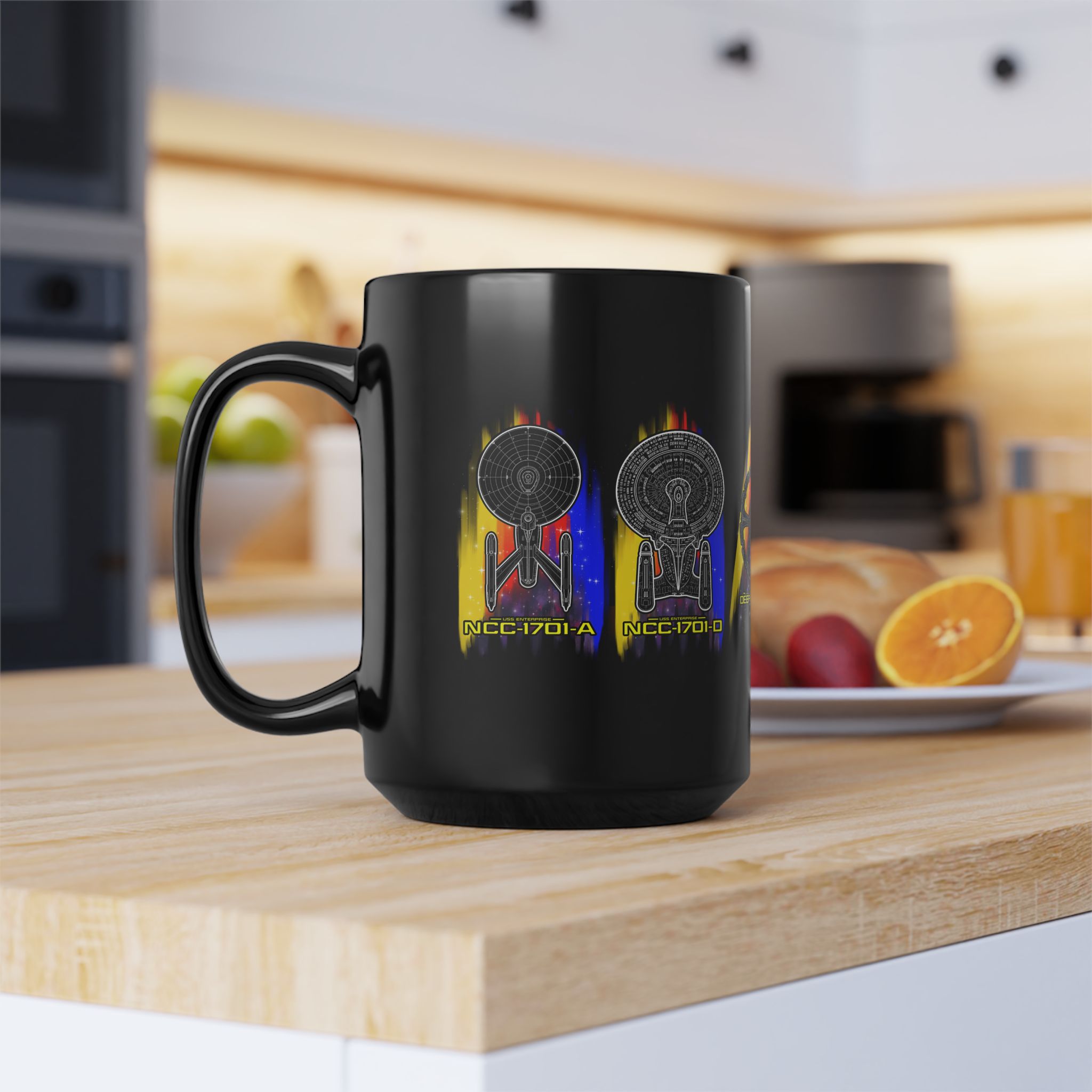 Starship Schematic Coffee Mug | Star Trek Inspired Black Ceramic Mug - Image 16