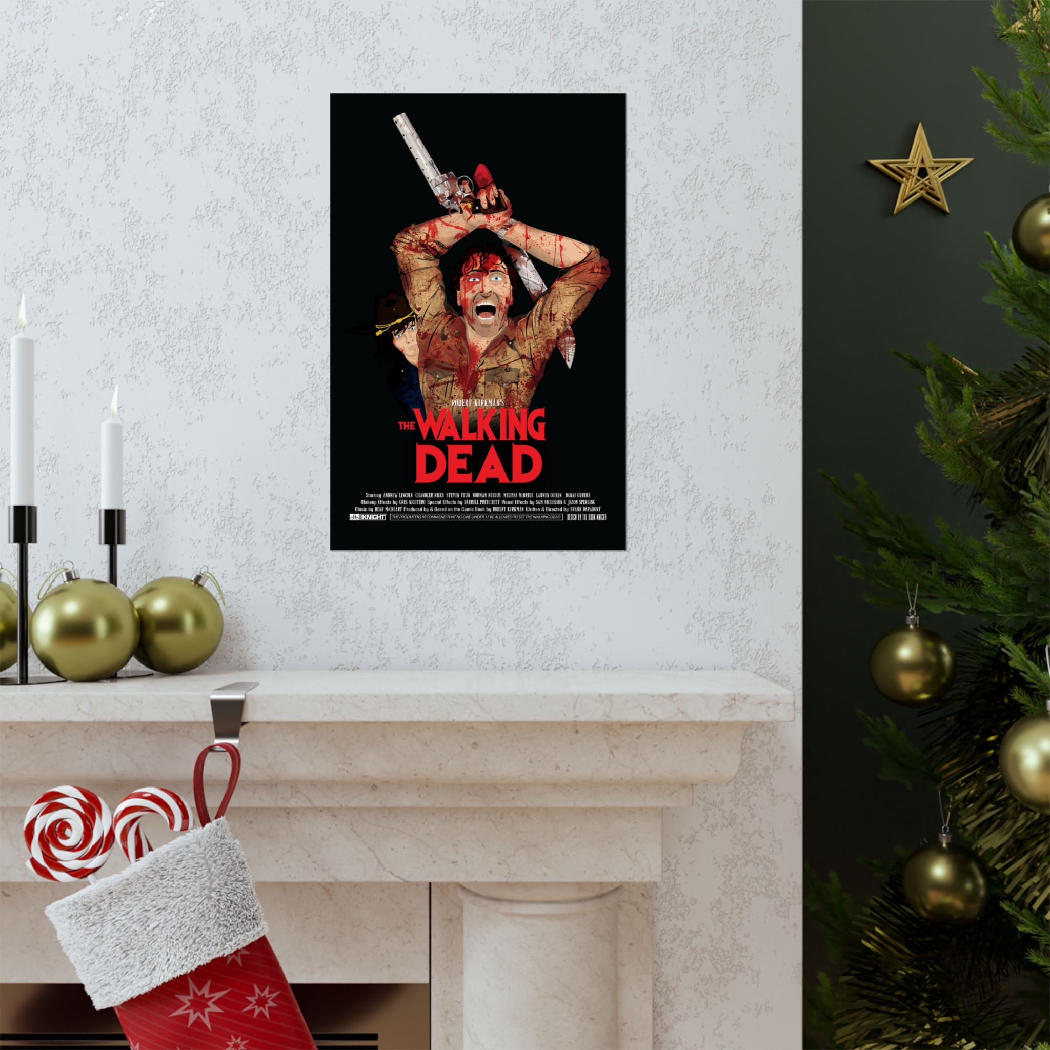 The Walking Dead x Evil Dead Movie Poster | 11 x 17 or 24 x 36 Parody Wall Art - Image 15