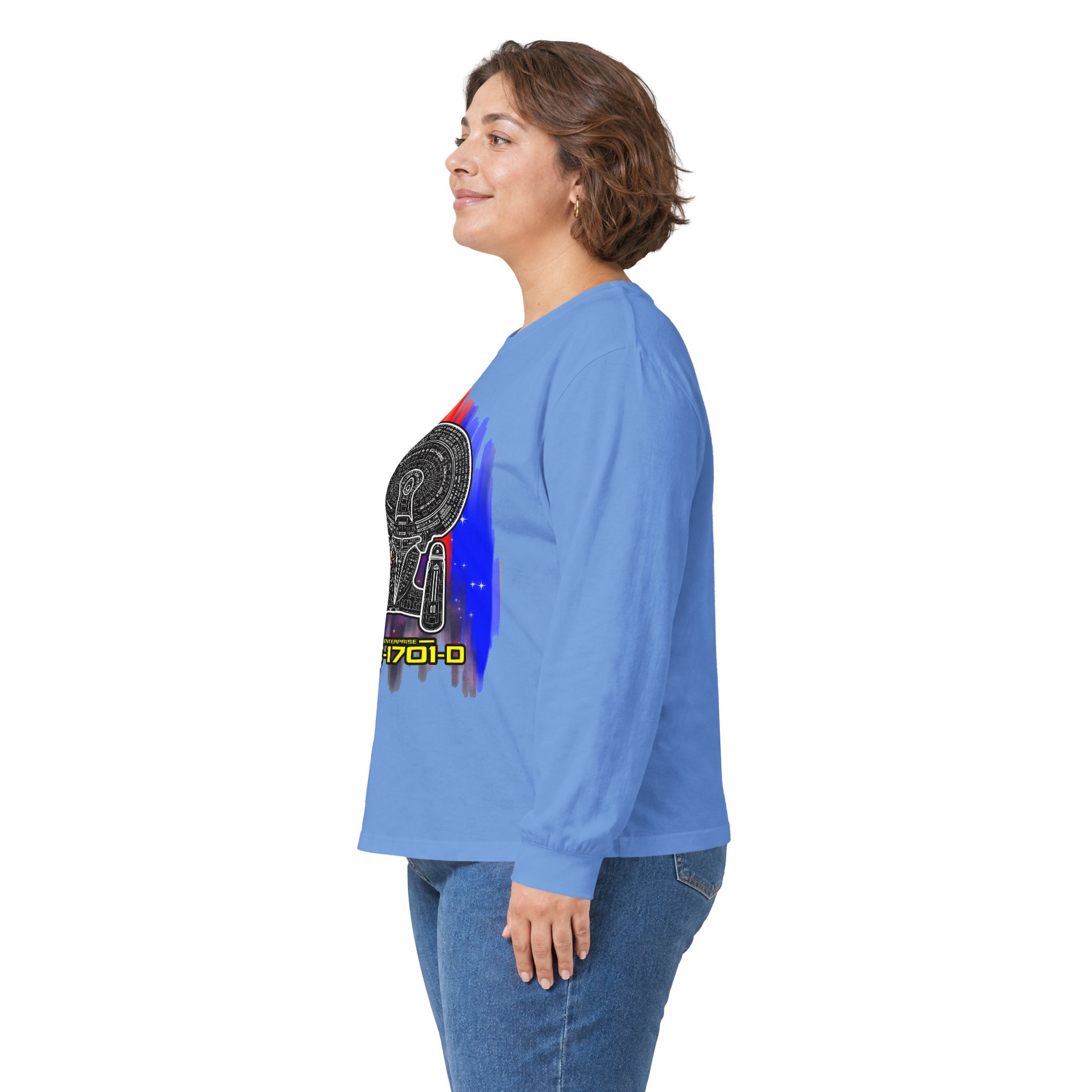 USS Enterprise NCC-1701-D Long-Sleeve T-Shirt | Star Trek: The Next Generation Inspired Starship Shirt - Image 4