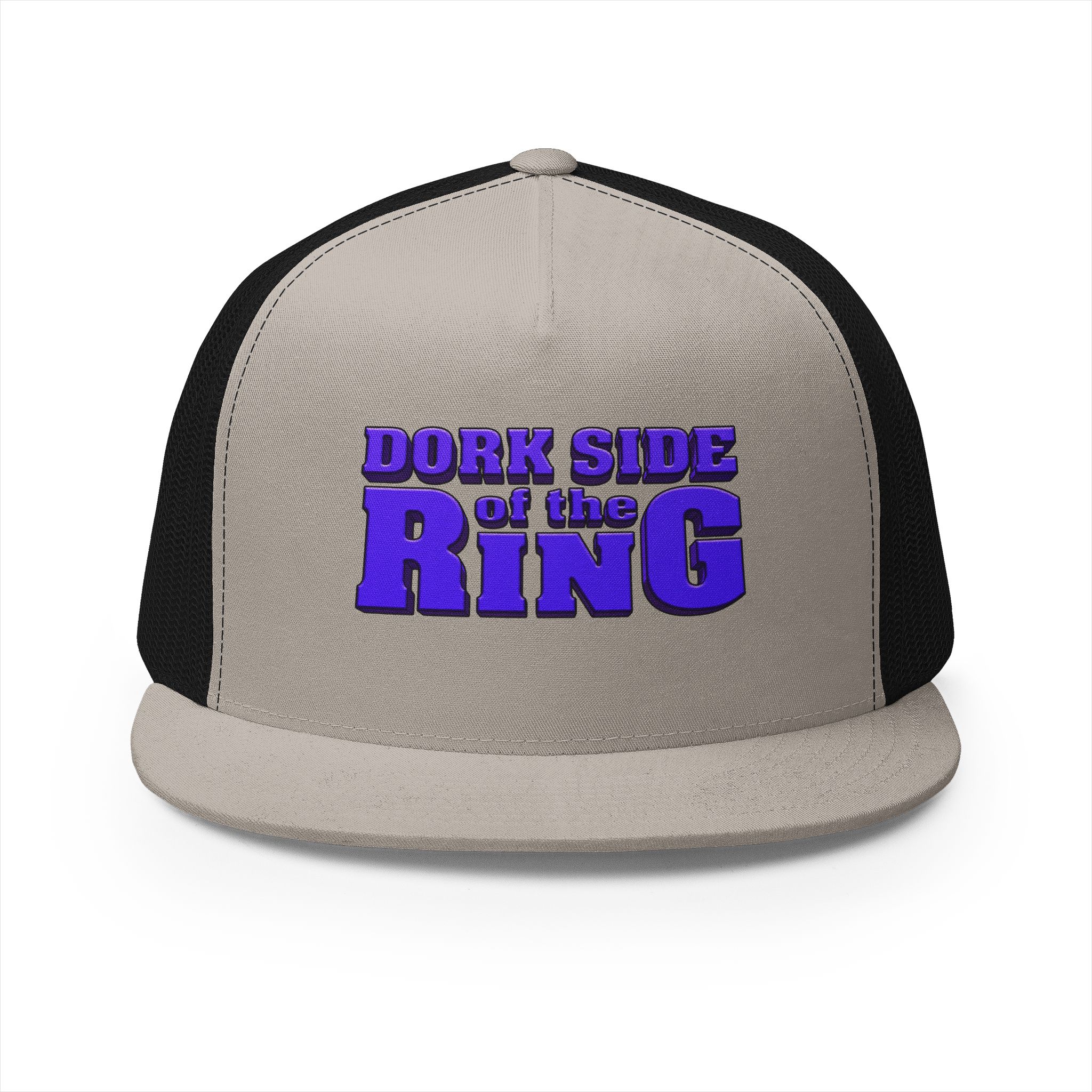 Dork Side of the Ring Trucker Snapback Hat | Wrestling Fan Flat Bill Cap - Image 19