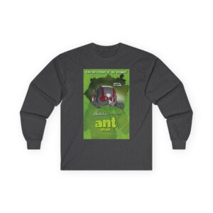 Ant-Man Long-Sleeve T-Shirt in Dark Heather featuring an A Bug’s Life parody movie poster with Ant-Man replacing Flik.