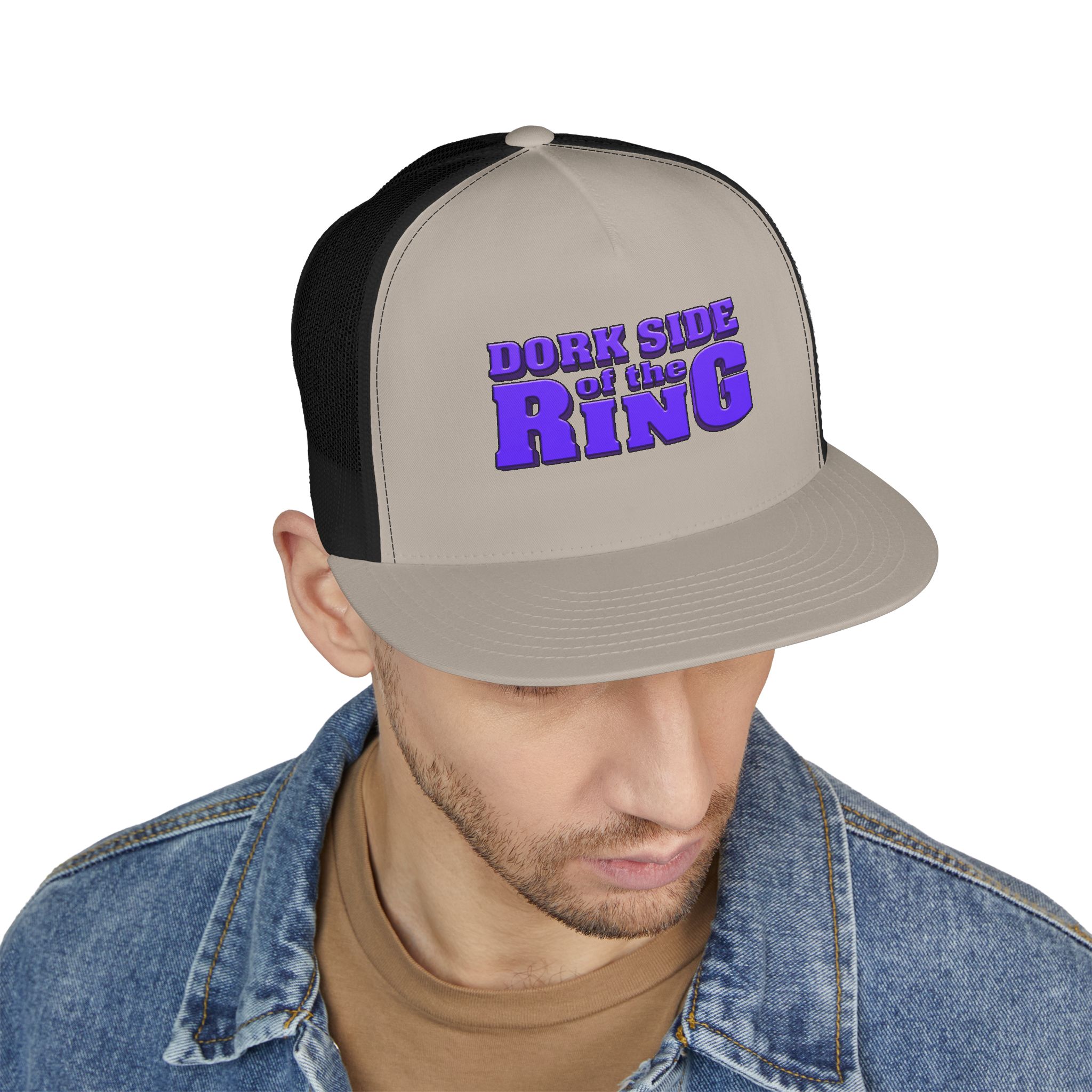 Dork Side of the Ring Trucker Snapback Hat | Wrestling Fan Flat Bill Cap - Image 21