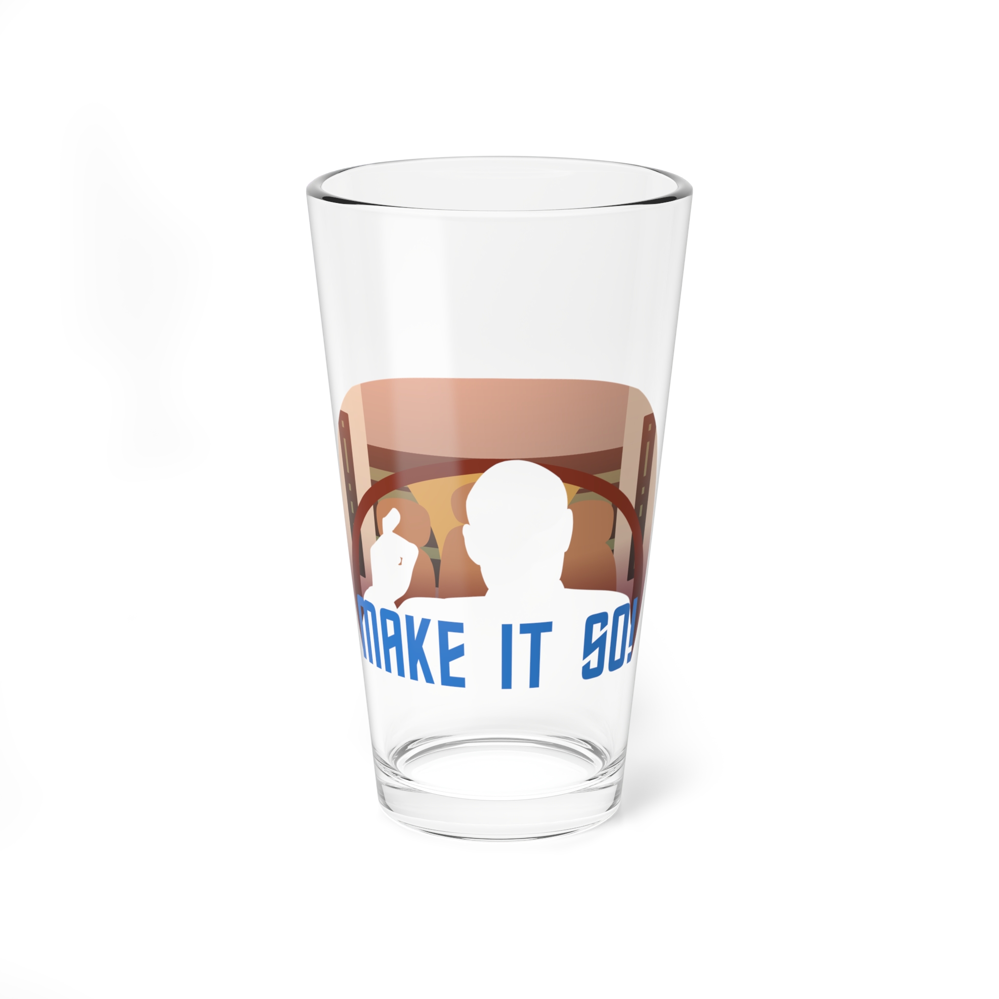 Captain Picard inspired Star Trek 16oz clear drinking glass featuring Make It So artwork